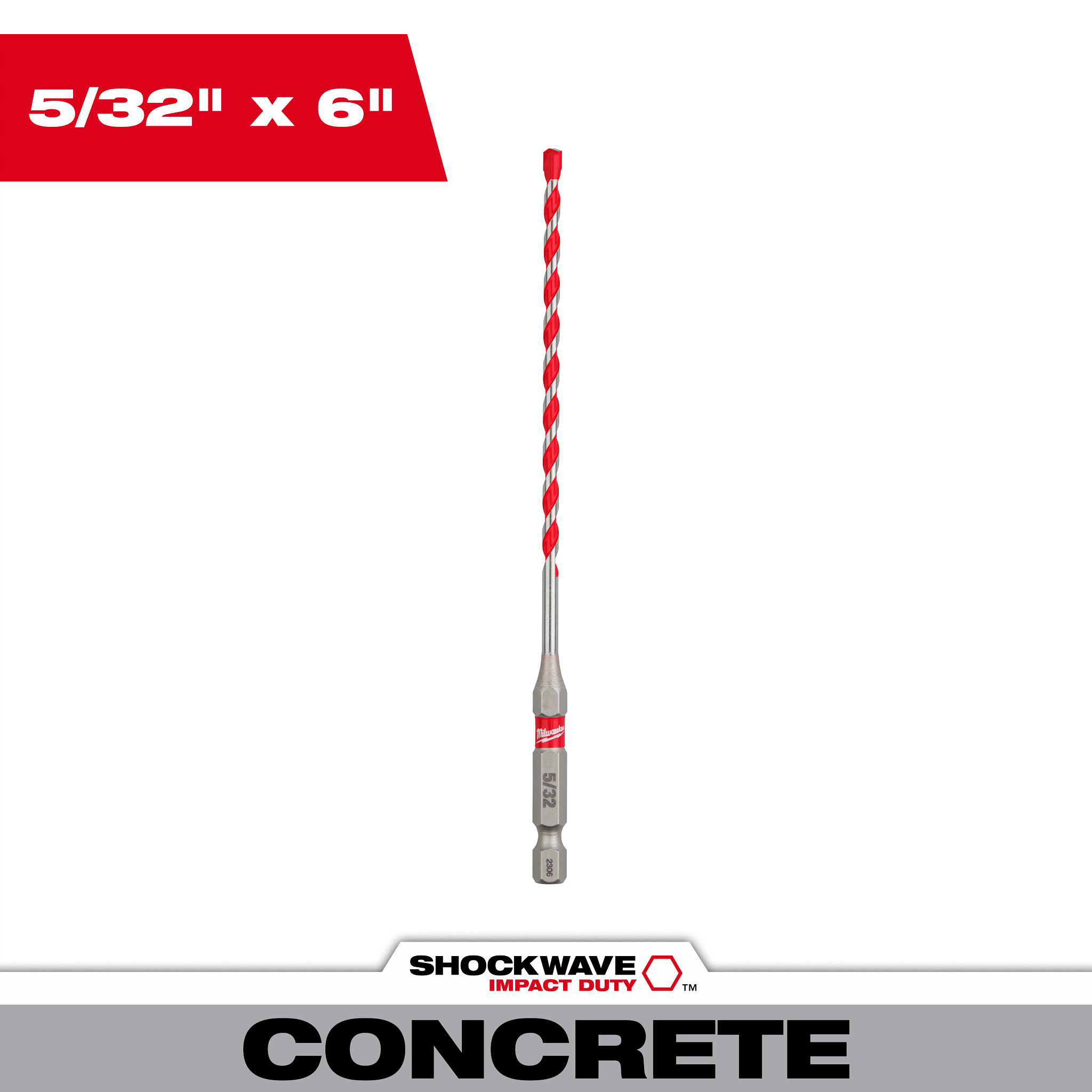 Product image for 5/32" x 4" x 6" SHOCKWAVE™ Impact Duty Carbide Hammer Drill Bit