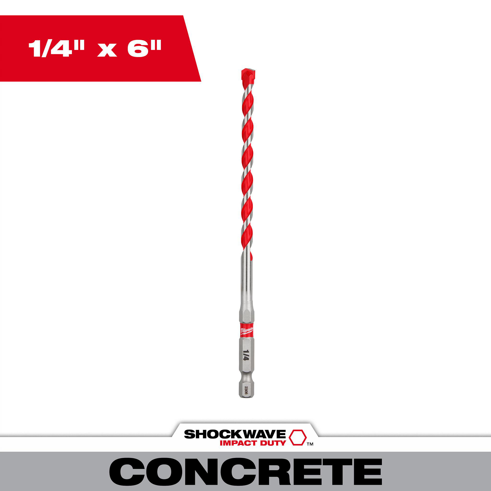 Product image for 1/4" x 4" x 6" SHOCKWAVE™ Impact Duty Carbide Hammer Drill Bit