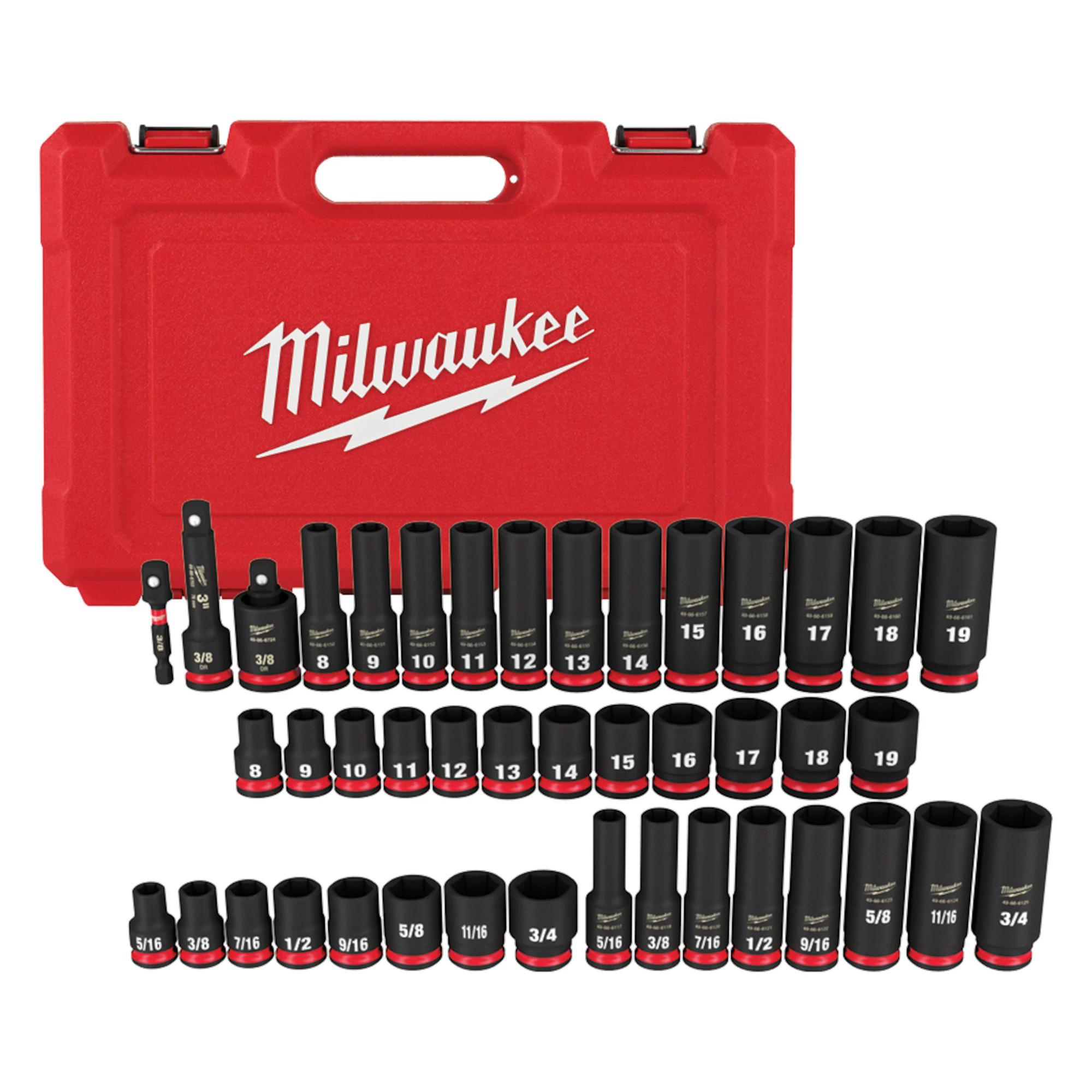 Product image for 43PC SHOCKWAVE™ Impact Duty 3/8" Drive SAE & Metric Deep 6 Point Socket Set