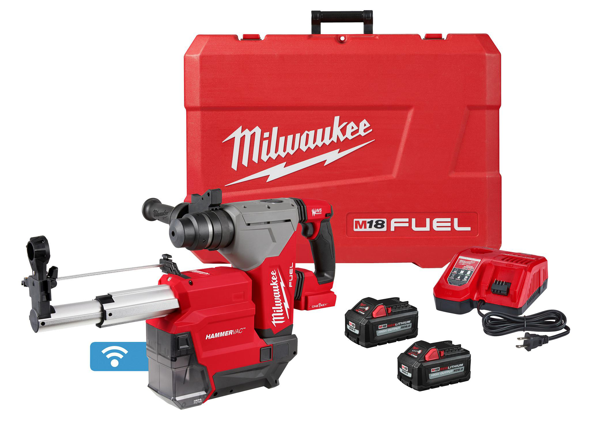Product image for M18 FUEL™ 1-1/8" SDS Plus Rotary Hammer w/ ONE-KEY™ & HAMMERVAC™ Dedicated Dust Extractor Kit