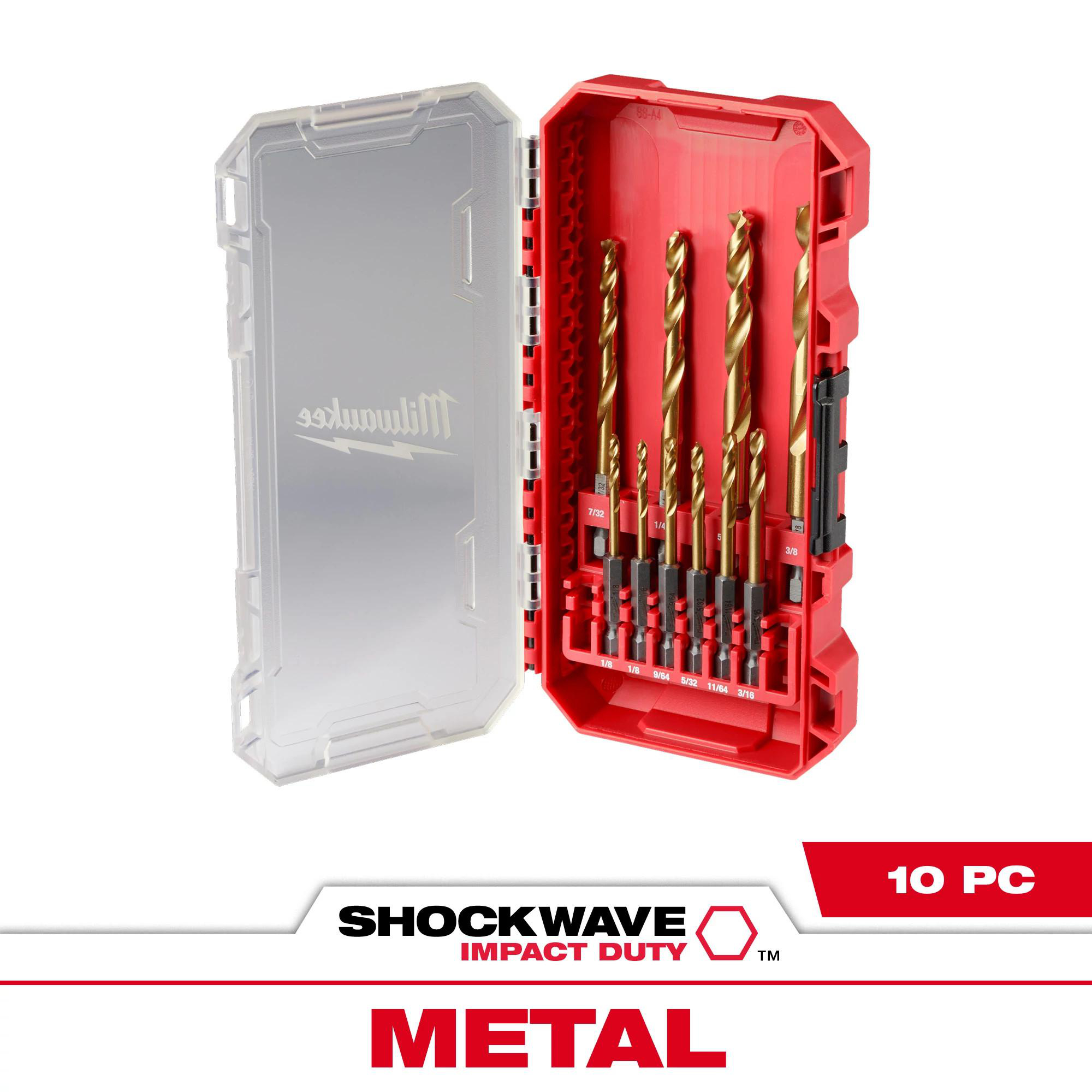Product image for 10PC SHOCKWAVE™ Impact Duty RED HELIX™ Titanium Drill Bit Set