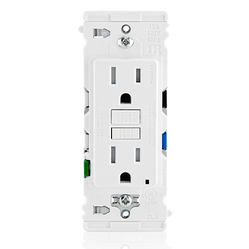 Product image for LEVER EDGE GFCI ST TR 15A 125V, WHITE