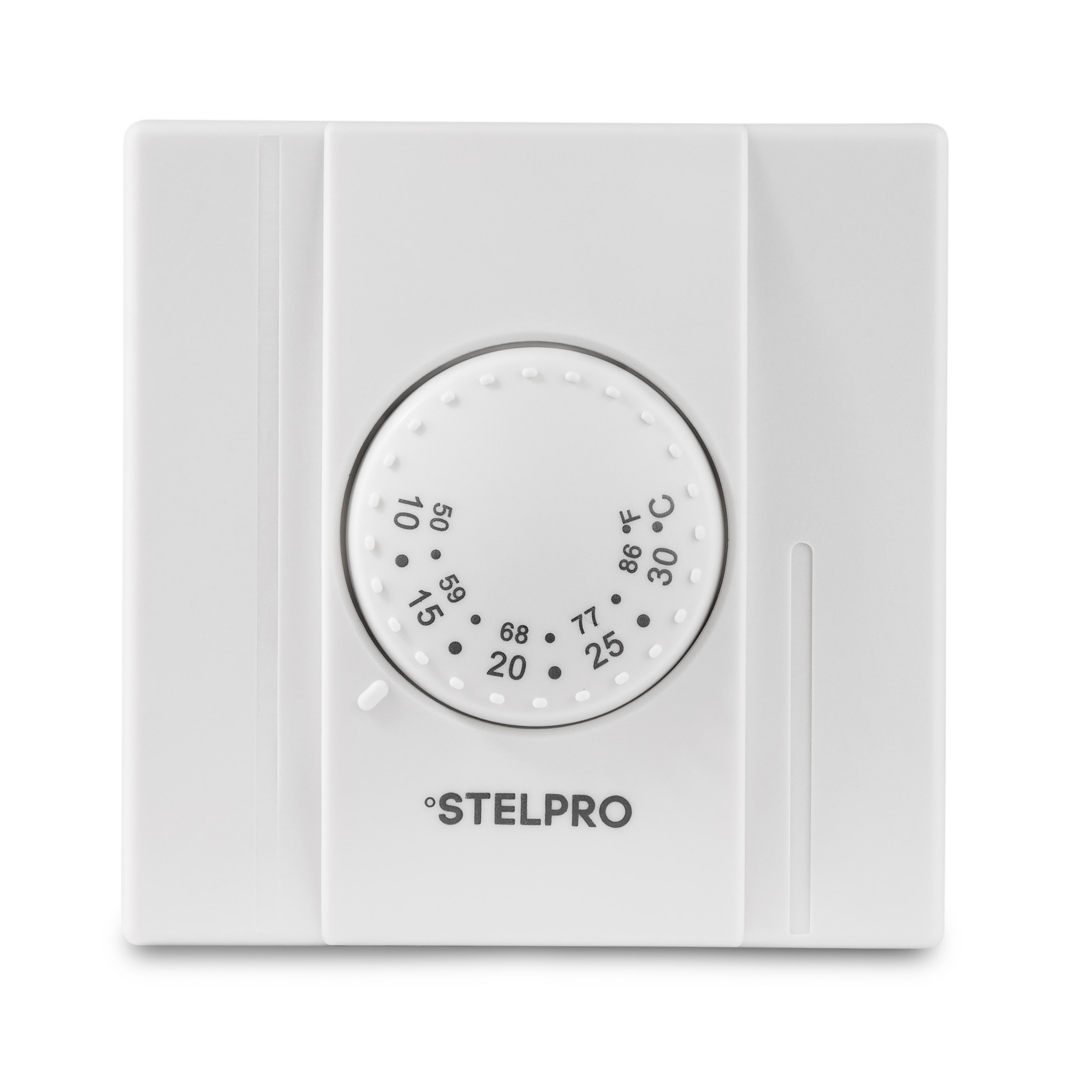 Product image for ELECTRONIC THERMOSTAT, DIAL KNOB, 24VAC, "HEAT", ..C, WHITE