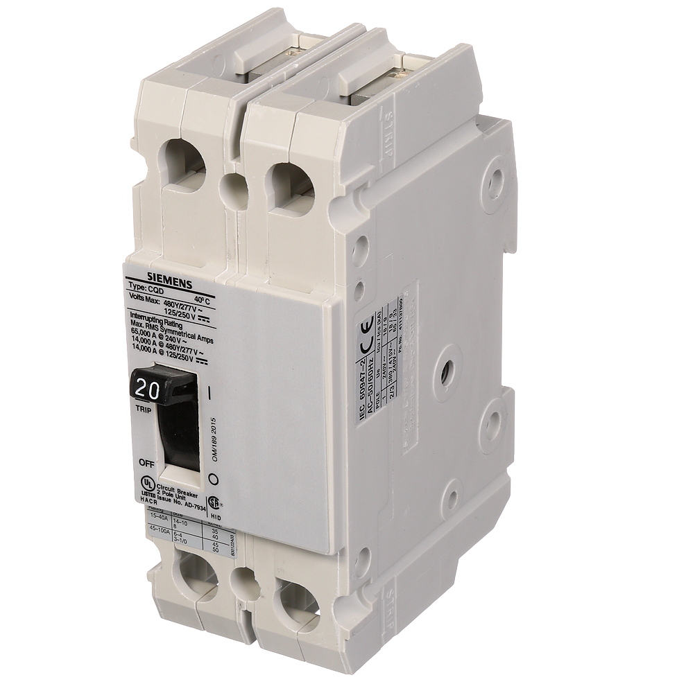 Product image for Breaker circuit CQD 2-pole 20A 480Y/277VAC 125/250VDC