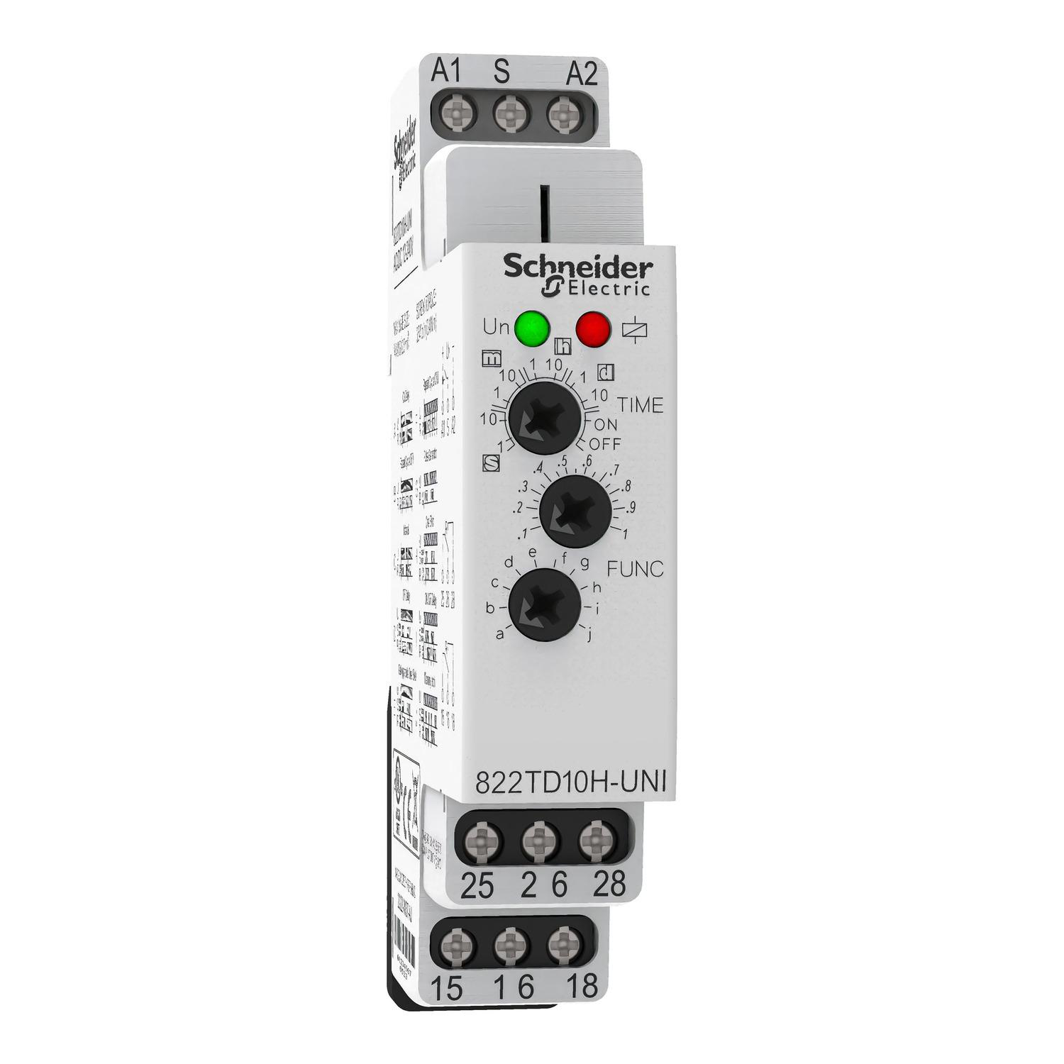 Product image for TIME DELAY RELAY, LEGACY, DPDT, 100 MS TO 10 DAYS, DIN MOUNTING SUPPORT, 15A, 12...240V AC DC