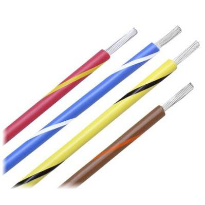 Product image for T90-14/19WHITEORANGE-150 Wire T90 Cu #14 AWG 19 Strand Nylon Copper 600V White with Orange Stripe 150mtr Reel