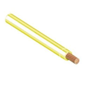 Product image for T90-12/1YELLOWWHITE-300 Wire T90 Cu #12 AWG Solid Nylon Copper 600V Yellow with White Stripe 300mtr Reel