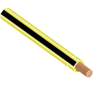 Product image for T90-10/19YELLOWBLACK-150 Wire T90 Cu #10 AWG 19 Strand Nylon Copper 600V Yellow With Black Stripe 150mtr Reel