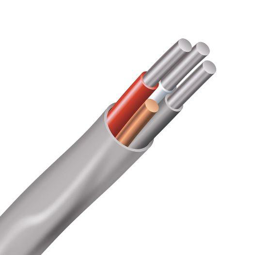 Product image for ALNMD4/3 Non-Metallic Sheathed Building Wire, NMD Romex®, Al #4 AWG, 3 Conductor, Aluminum, Grey, Cut Lengths
