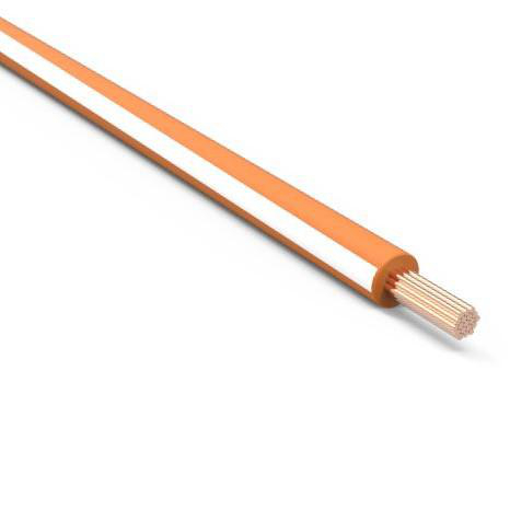 Product image for TEW18/16ORANGEWHITE-150 Wire TEW Cu #18 AWG 16 Strand Appliance Orange with White Stripe 150mtr Reel