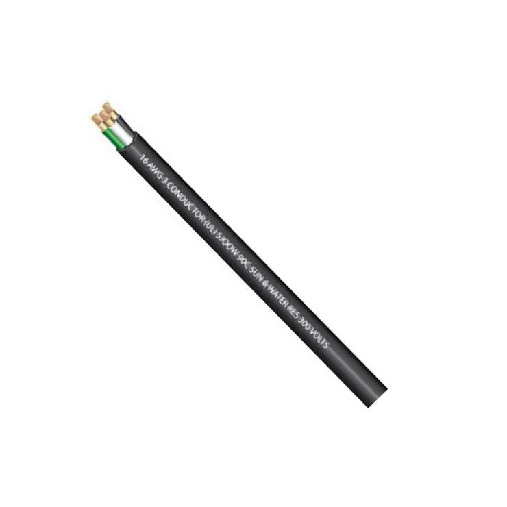 Product image for SJOOW14/3-76 Wire SJOOW Cabtire #14 AWG 3 Conductor 300V Light Duty B/W/G Black Jacketed 76mtr Reel