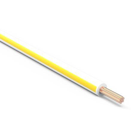 Product image for MTW12/65WHITEYELLOW Wire MTW #12 AWG 65 Stranded Machine Tool Wire White With Yellow Stripe Cut