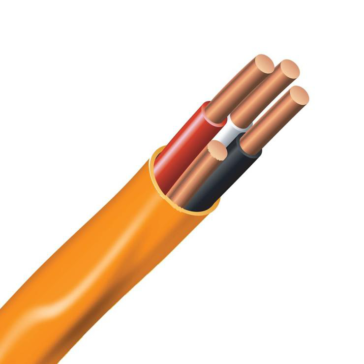 Product image for NMD10/3 Non-Metallic Sheathed Building Wire, NMD Romex®, Cu #10 AWG, 3 Conductor, Copper, Orange Cut Lengths