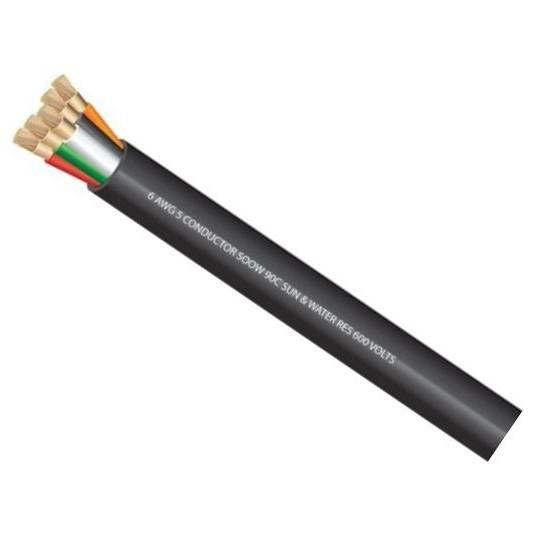 Product image for SOOW6/5 Wire SOOW Cabtire #6 AWG 5 Conductor 600V HD Black Jacket Cut Lengths