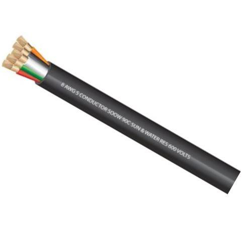 Product image for SOOW8/5 Wire SOOW Cabtire #8 AWG 5 Conductor 600V HD Black Jacket Cut Lengths