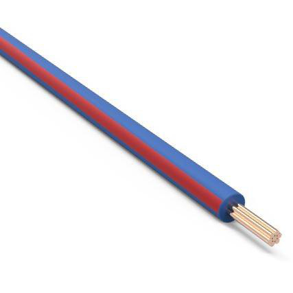Product image for TEW16/26BLUERED-1500 Wire TEW Cu #16 AWG 26 Strand Blue with Red Stripe 1500mtr Spool