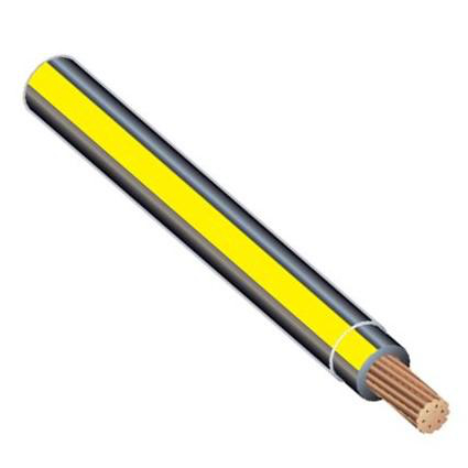 Product image for T90-12/19BLACKYELLOW-300 Wire T90 Cu #12 AWG 19 Strand Copper 600V Black With Yellow Stripe 300mtr Reel