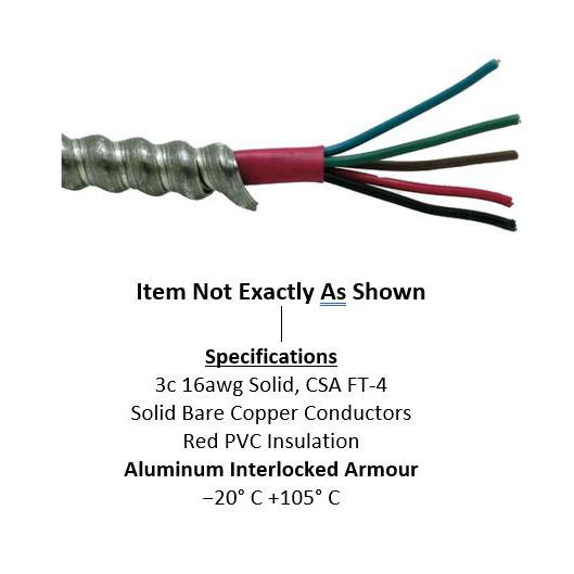 Product image for FAUS16/3RED-305 Wire #16G 3 Conductor Fire Alarm Cable Armoured with Red Paint FT4 300V 105C 305mtr Length