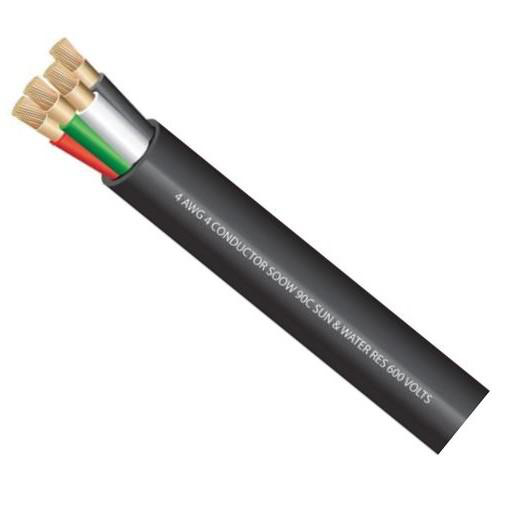 Product image for SOOW4/4 Wire SOOW Cabtire #4 AWG 4 Conductor 600V HD Black Jacket Cut Lengths